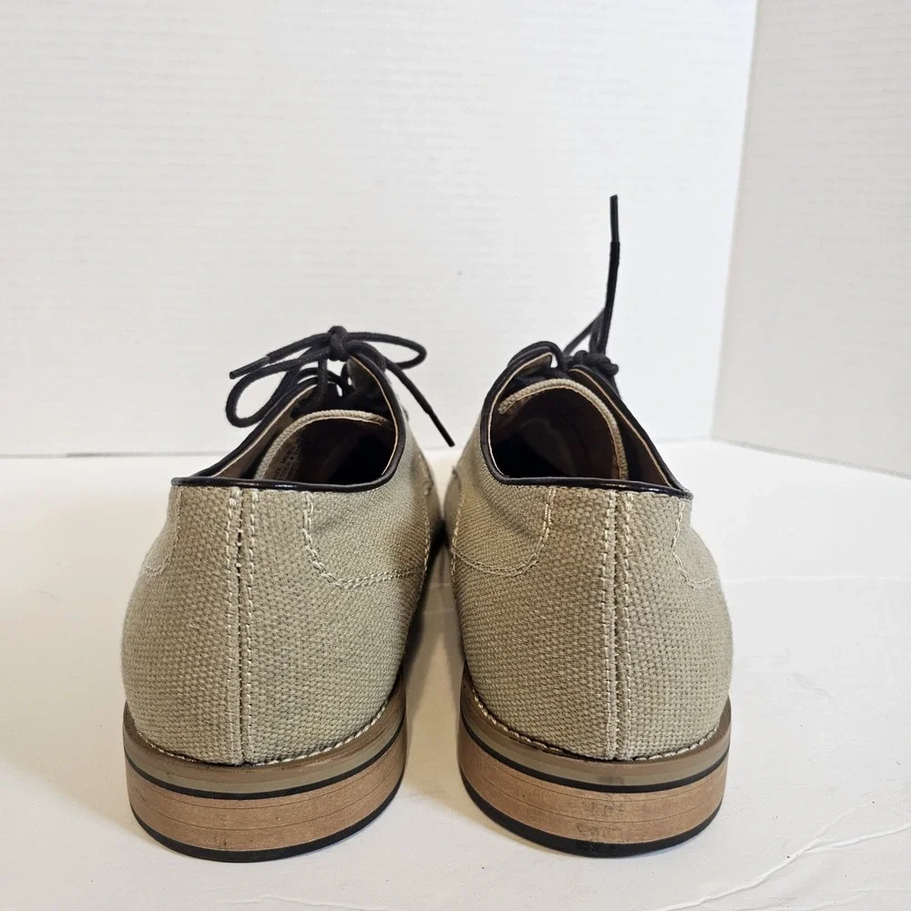 Giorgio Brutini Mens Oxford Shoes size 10 M Beige Canvas Lace Up‎ Plain Toe